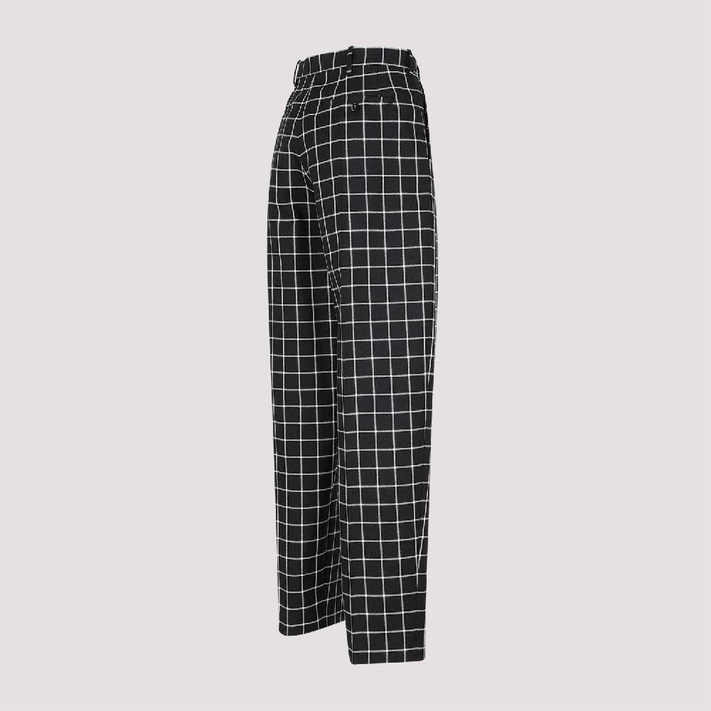 MARNI  Pantaloni Dritti di Lana a Quadri Neri MARNI per Donna Novità
