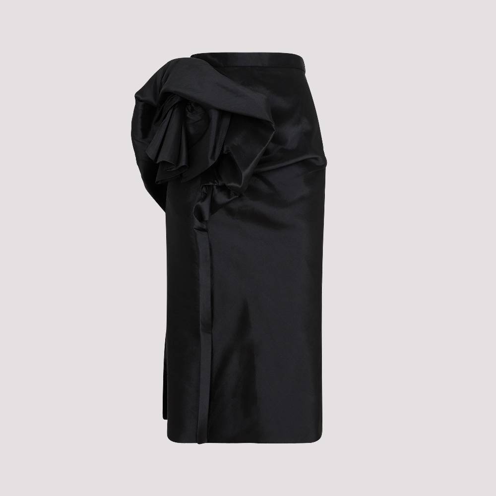 MAISON MARGIELA  Gonna Midi Nera Drappeggiata Maison Margiela - Misto Poliestere/Seta Sconto