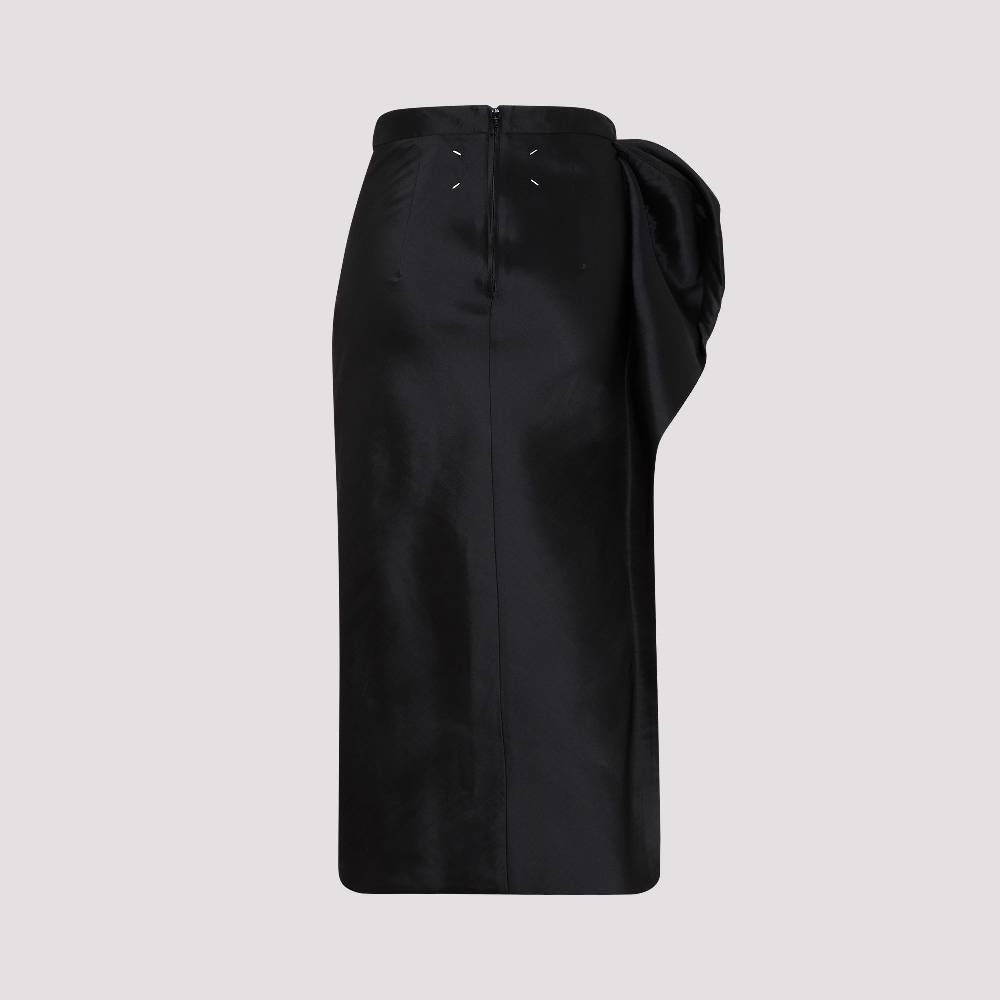 MAISON MARGIELA  Gonna Midi Nera Drappeggiata Maison Margiela - Misto Poliestere/Seta Sconto