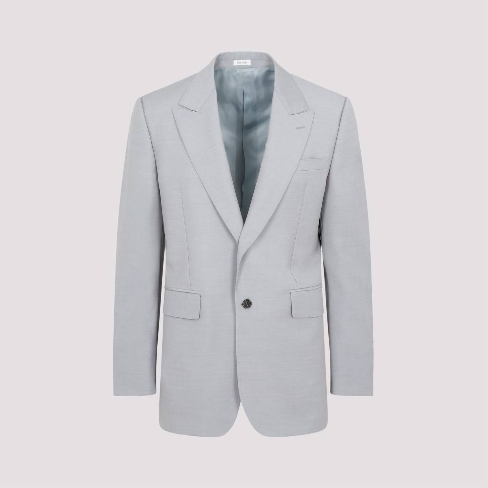 ALEXANDER MCQUEEN  Giacca Uomo Grigia in Lana-Mohair di Alexander McQueen Offerta