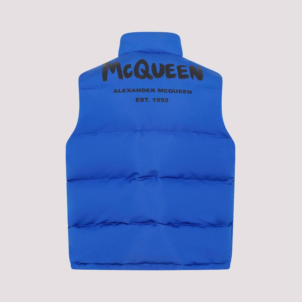 ALEXANDER MCQUEEN  Gilet Imbottito Ultramarino Alexander McQueen - Giacca Blu in Poliestere Uomo Outlet