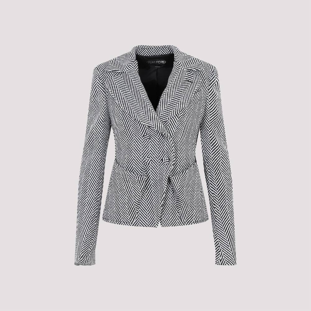 TOM FORD  Giacca Acetato Chevron Nera Tom Ford - Doppiopetto Donna Vendita Calda