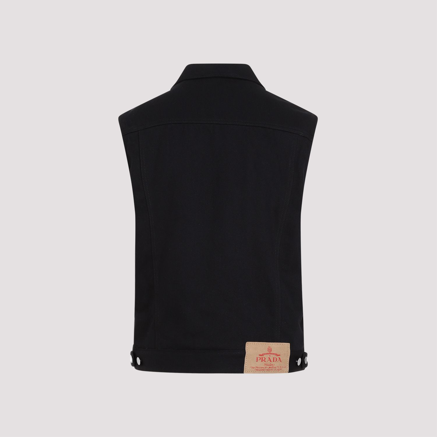 PRADA  Gilet di Jeans Nero in Cotone PRADA - Panciotto Senza Maniche Uomo Saldi Di Fabbrica