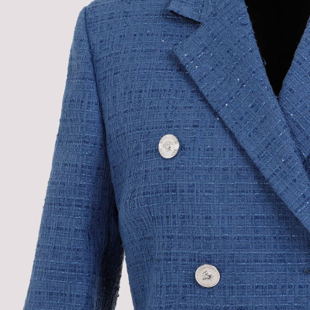 VERSACE  Blazer Tweed Cotone Blu Versace da Donna I Più Venduti
