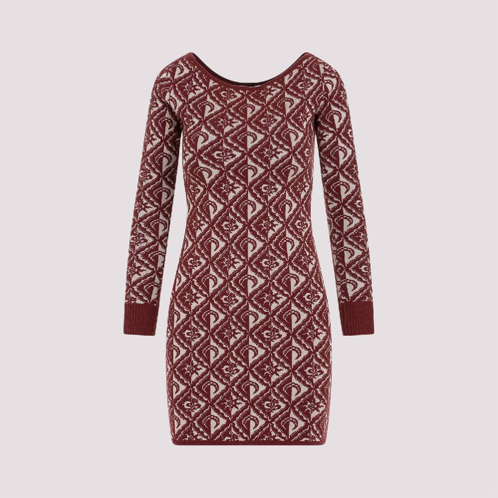 MARINE SERRE  Abito Corto Jacquard Rosso Marine Serre in Lana Negozio