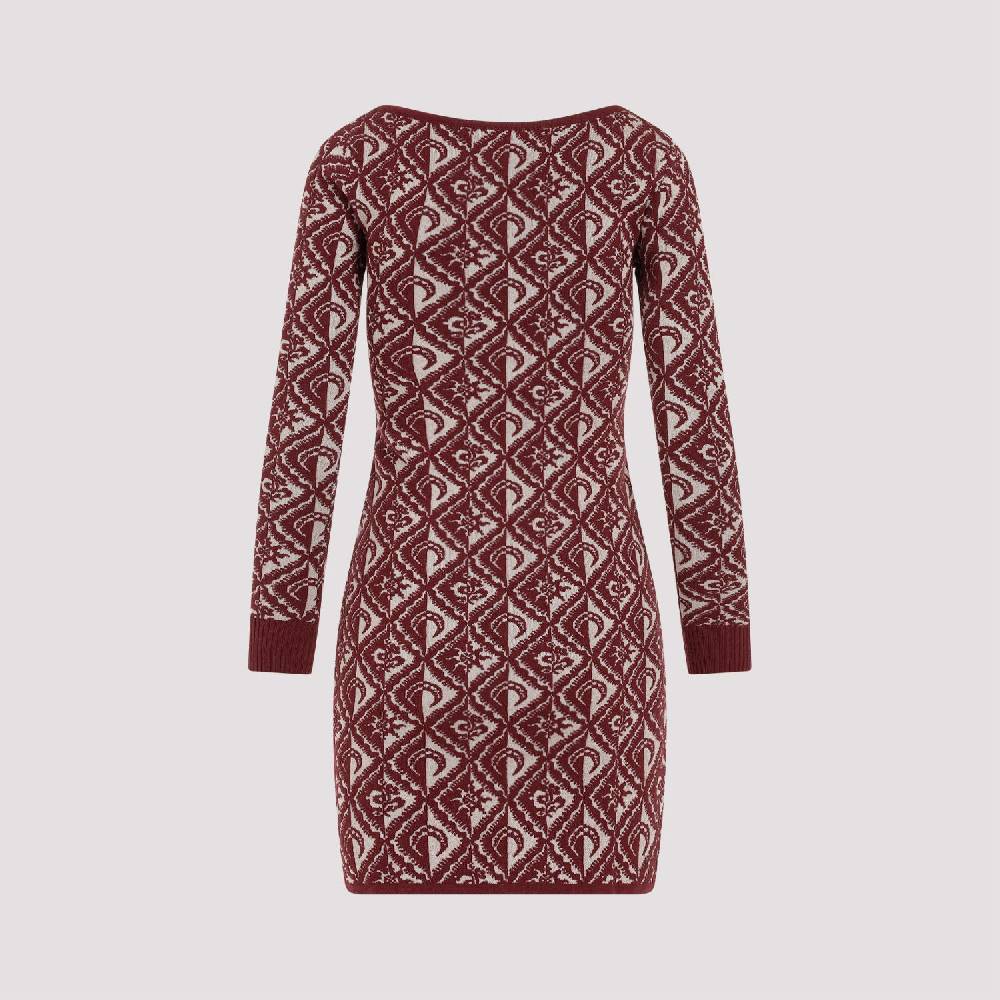 MARINE SERRE  Abito Corto Jacquard Rosso Marine Serre in Lana Negozio