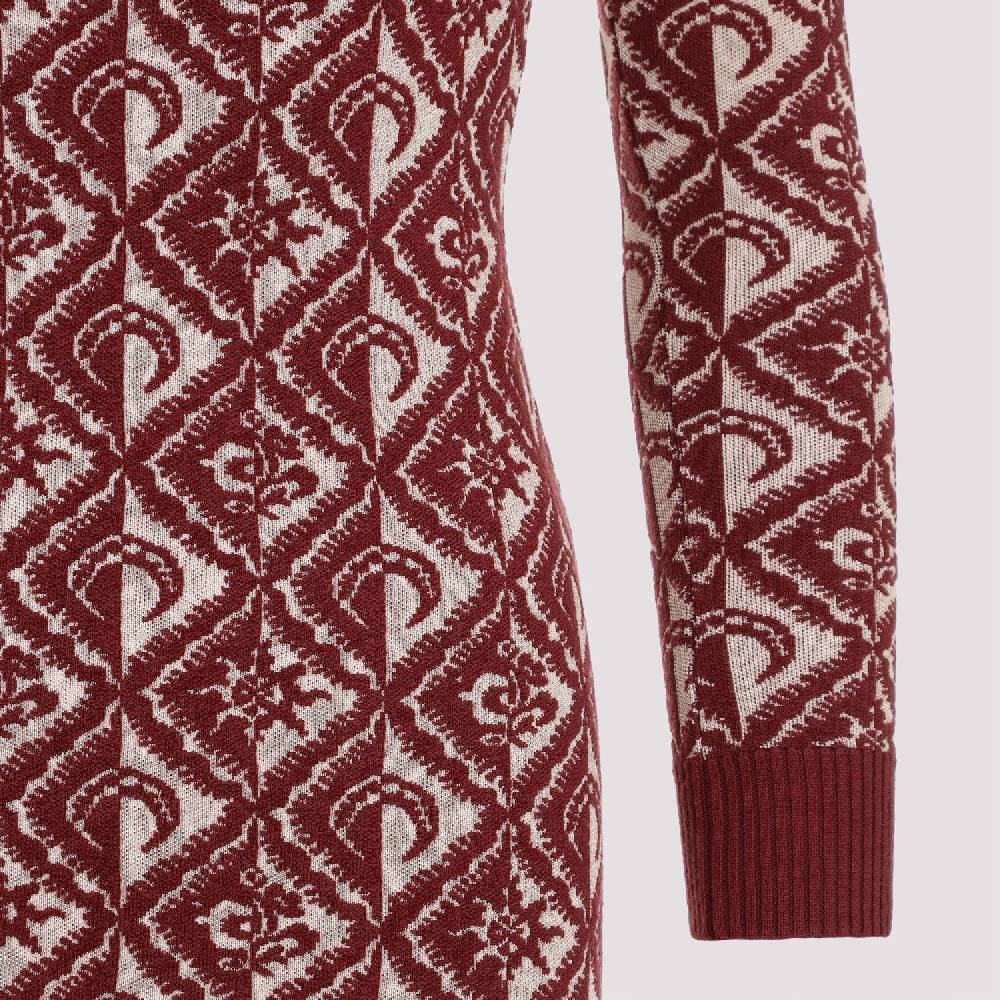 MARINE SERRE  Abito Corto Jacquard Rosso Marine Serre in Lana Negozio