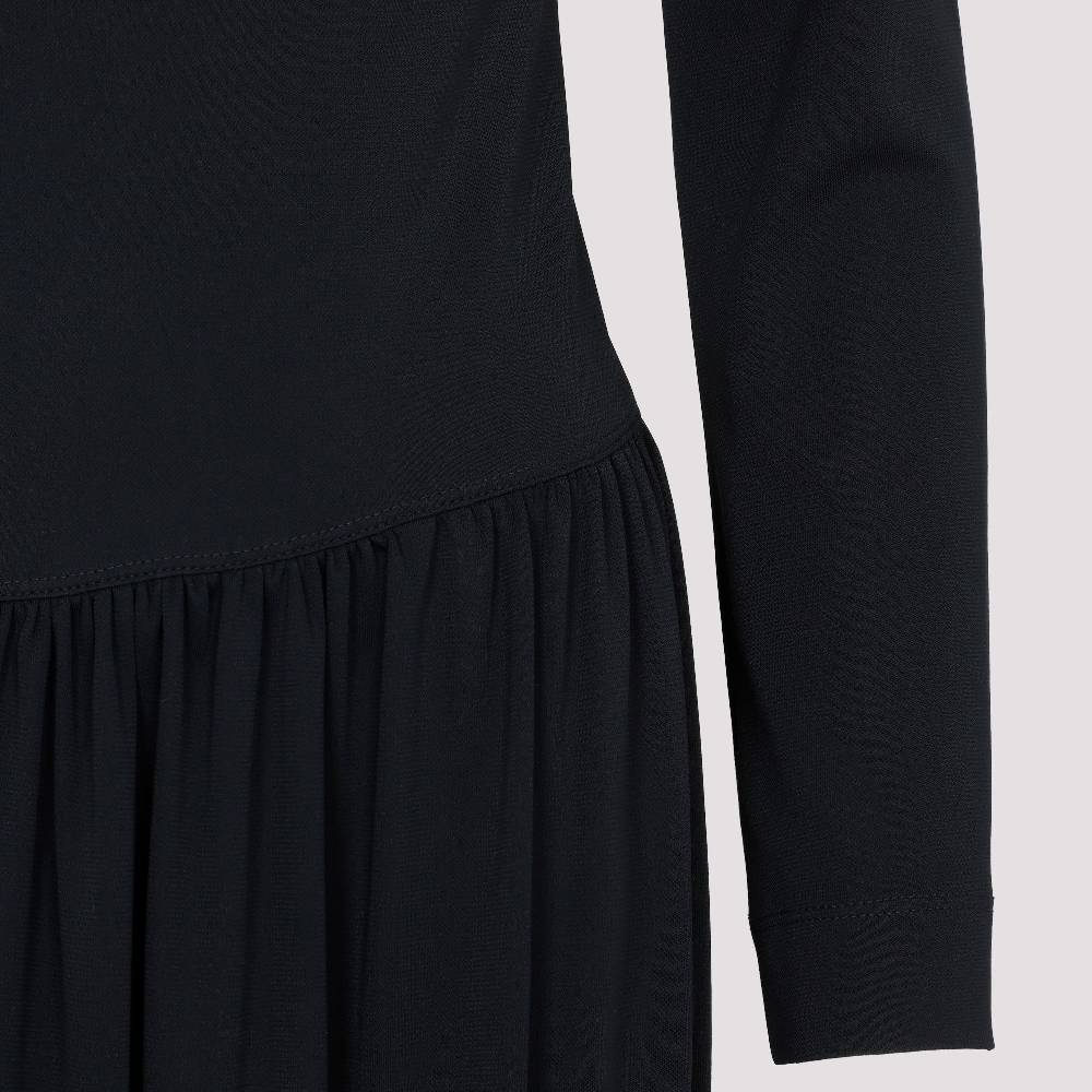 LANVIN  Abito Midi Drappeggiato Nero LANVIN con Spilla Nuova