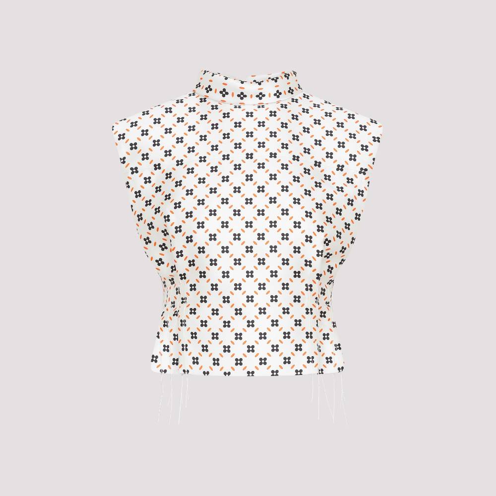 LANVIN  Top Senza Maniche con Collo Alto Floreale LANVIN In Linea