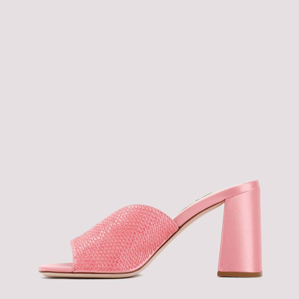 MIU MIU  Sandali MIU MIU in Raso Rosa con Tacco Largo 8,5cm Qualità