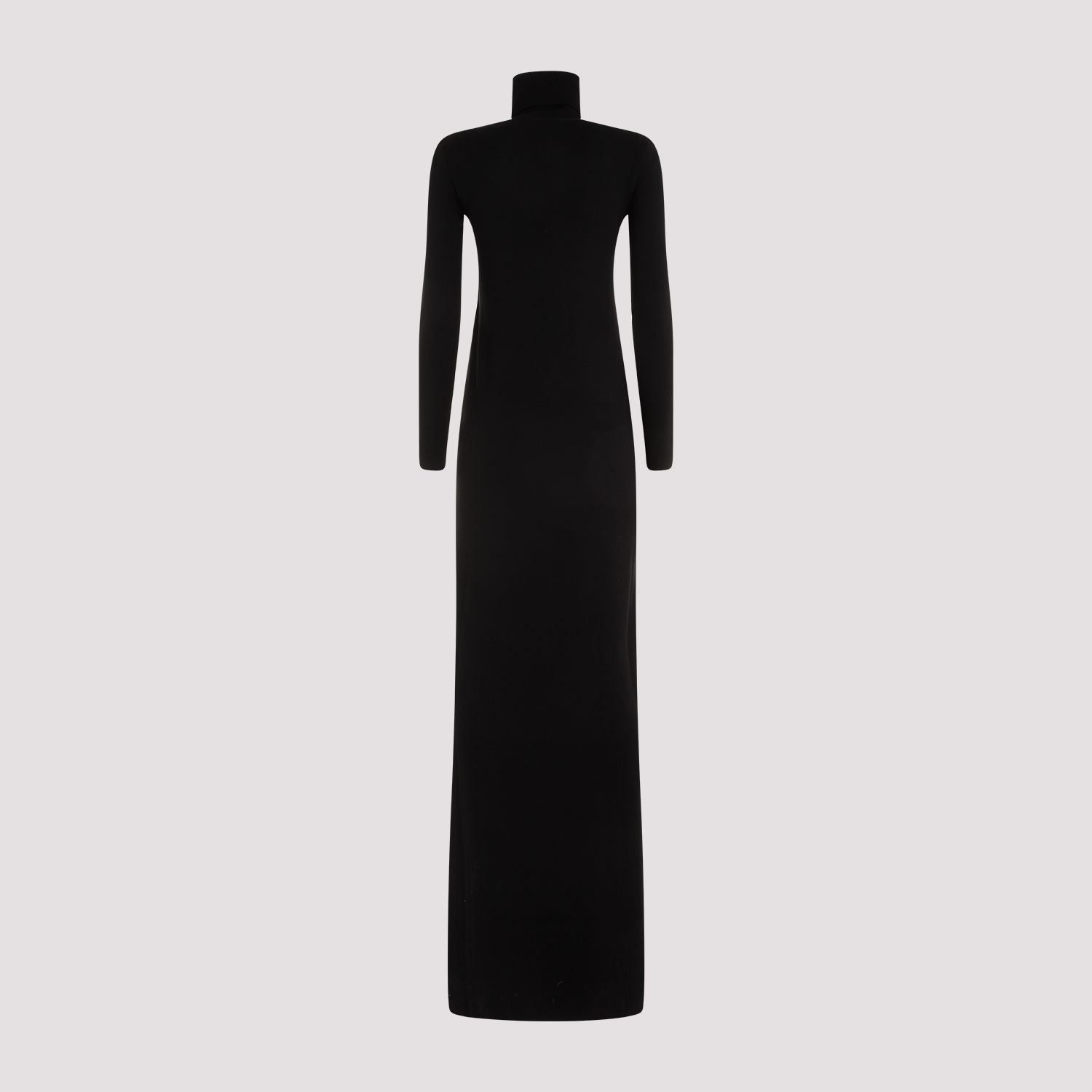 SAINT LAURENT  Abito Lungo Nero in Lana Saint Laurent Collo Alto Pezzi Unici