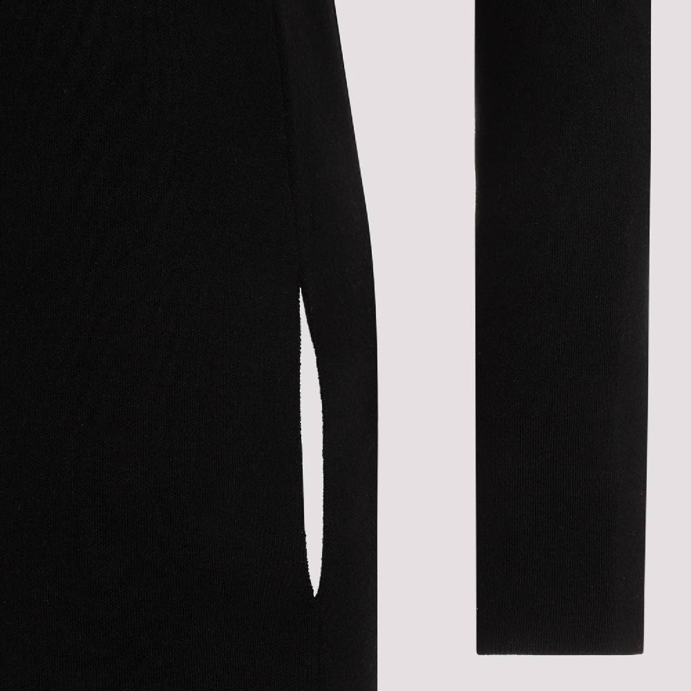 SAINT LAURENT  Abito Lungo Nero in Lana Saint Laurent Collo Alto Pezzi Unici