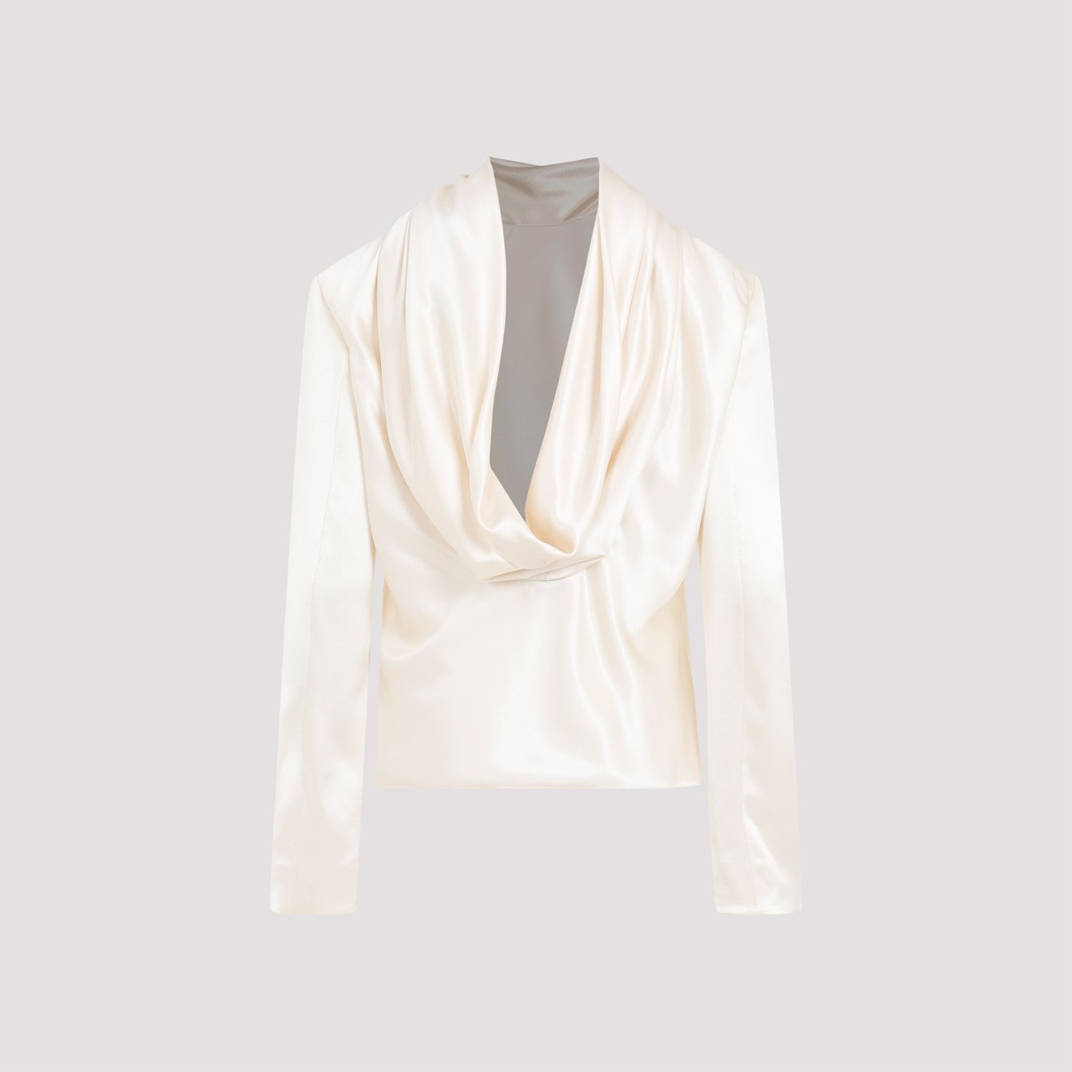 SAINT LAURENT  Blusa Drappeggiata in Seta Saint Laurent - Color Carne Acquista Ora