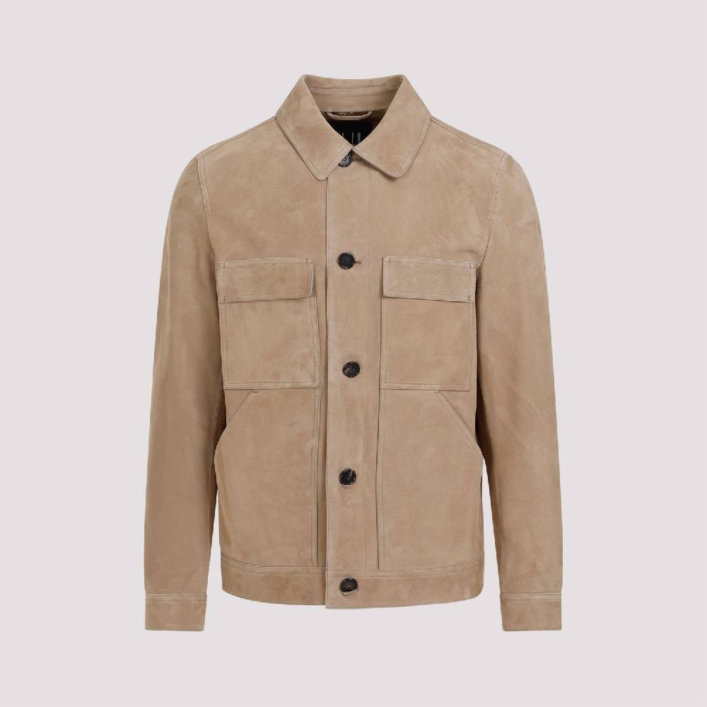 DUNHILL  Giacca di Pelle Scamosciata Marrone Dunhill Uomo Sottocosto