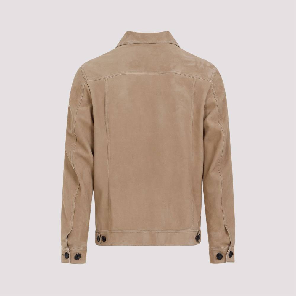 DUNHILL  Giacca di Pelle Scamosciata Marrone Dunhill Uomo Sottocosto