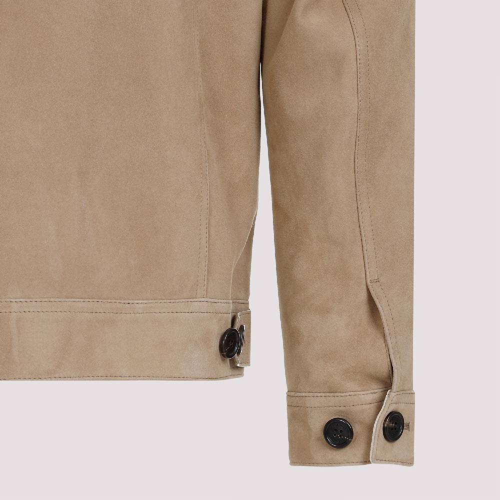 DUNHILL  Giacca di Pelle Scamosciata Marrone Dunhill Uomo Sottocosto