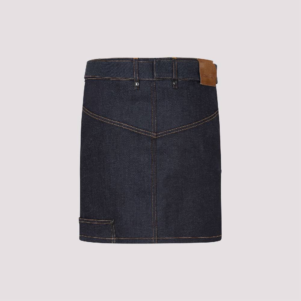 TOM FORD  Gonna Denim Blu in Cotone Misto Tom Ford Presa