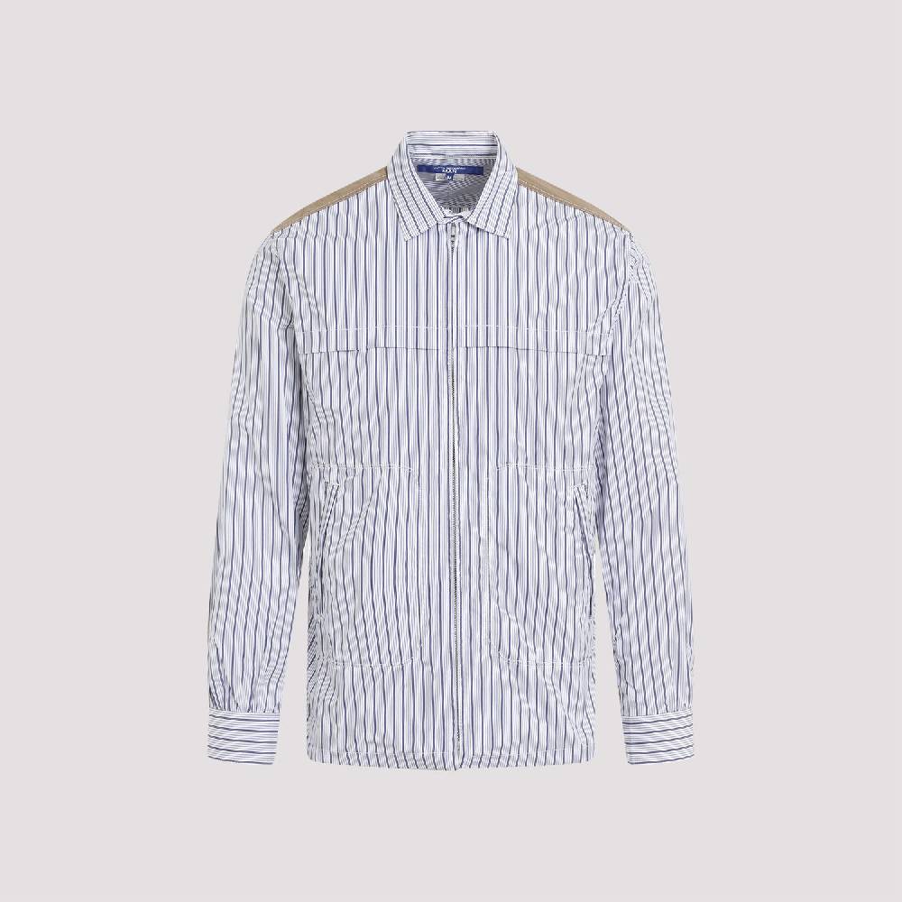 JUNYA WATANABE  Camicia in Cotone da Uomo Junya Watanabe - Bianca a Righe con Zip I Più Venduti