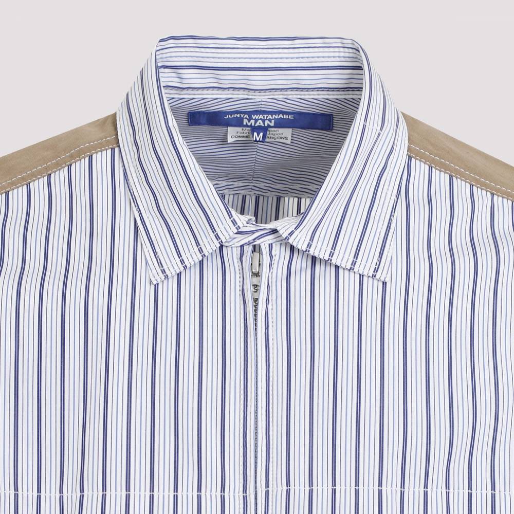JUNYA WATANABE  Camicia in Cotone da Uomo Junya Watanabe - Bianca a Righe con Zip I Più Venduti