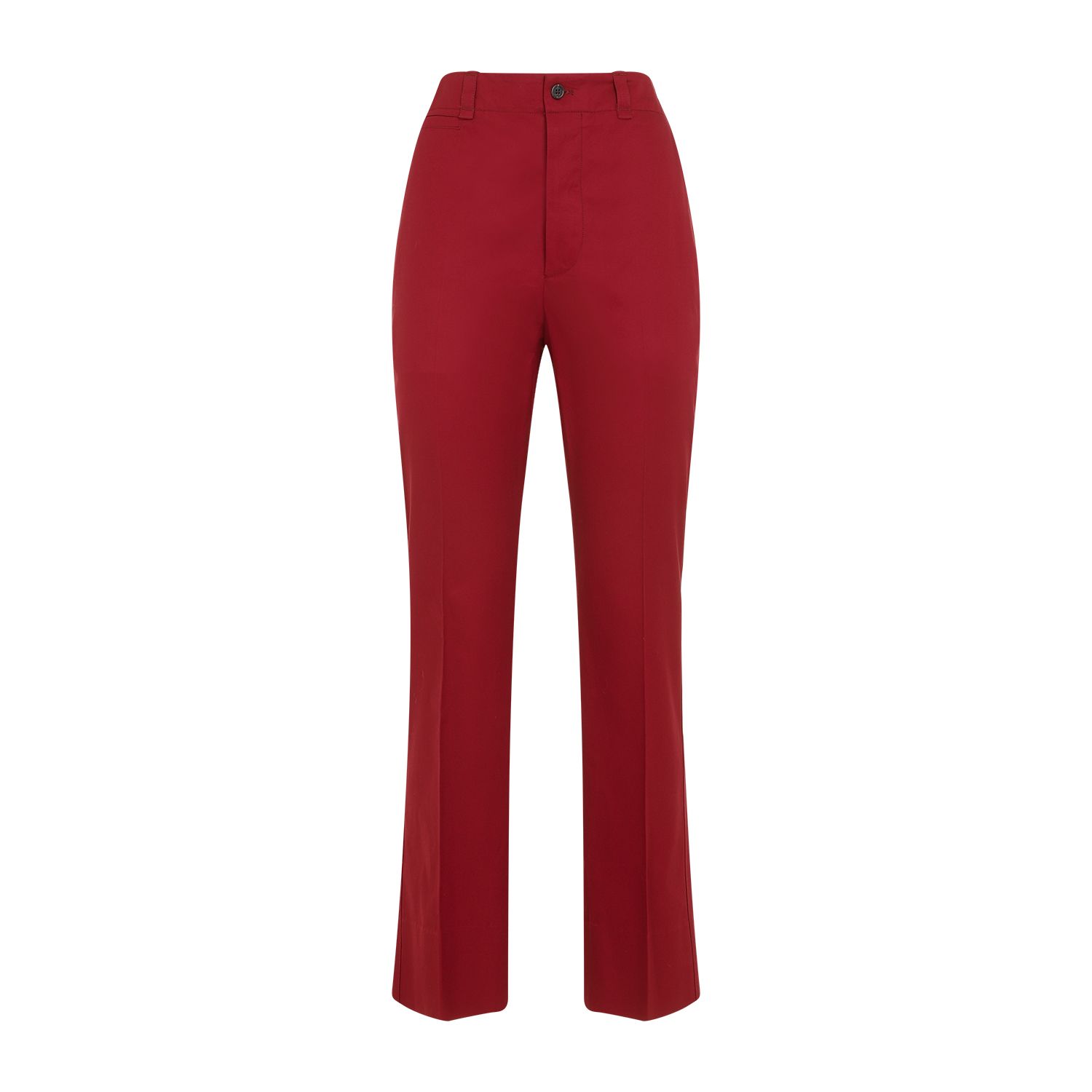 SAINT LAURENT Pantaloni Donna Cotone Rosso a Vita Alta Saint Laurent