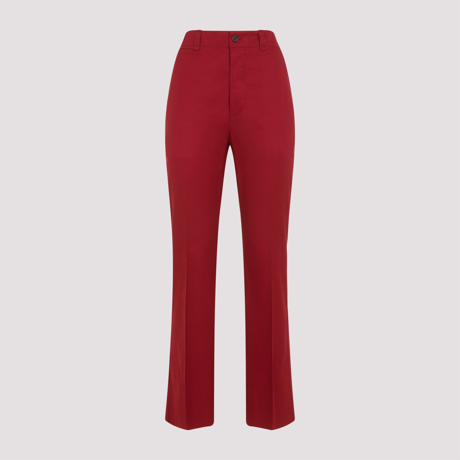 SAINT LAURENT  Pantaloni Donna Cotone Rosso a Vita Alta Saint Laurent Negozio