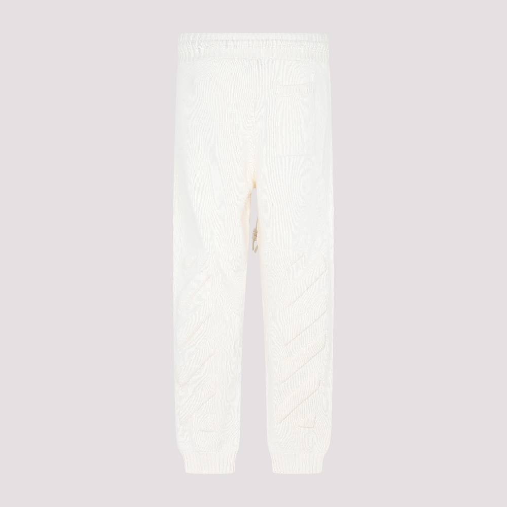 OFF-WHITE  Pantaloni Maglia Diag in Cotone Beige Off-White Moda