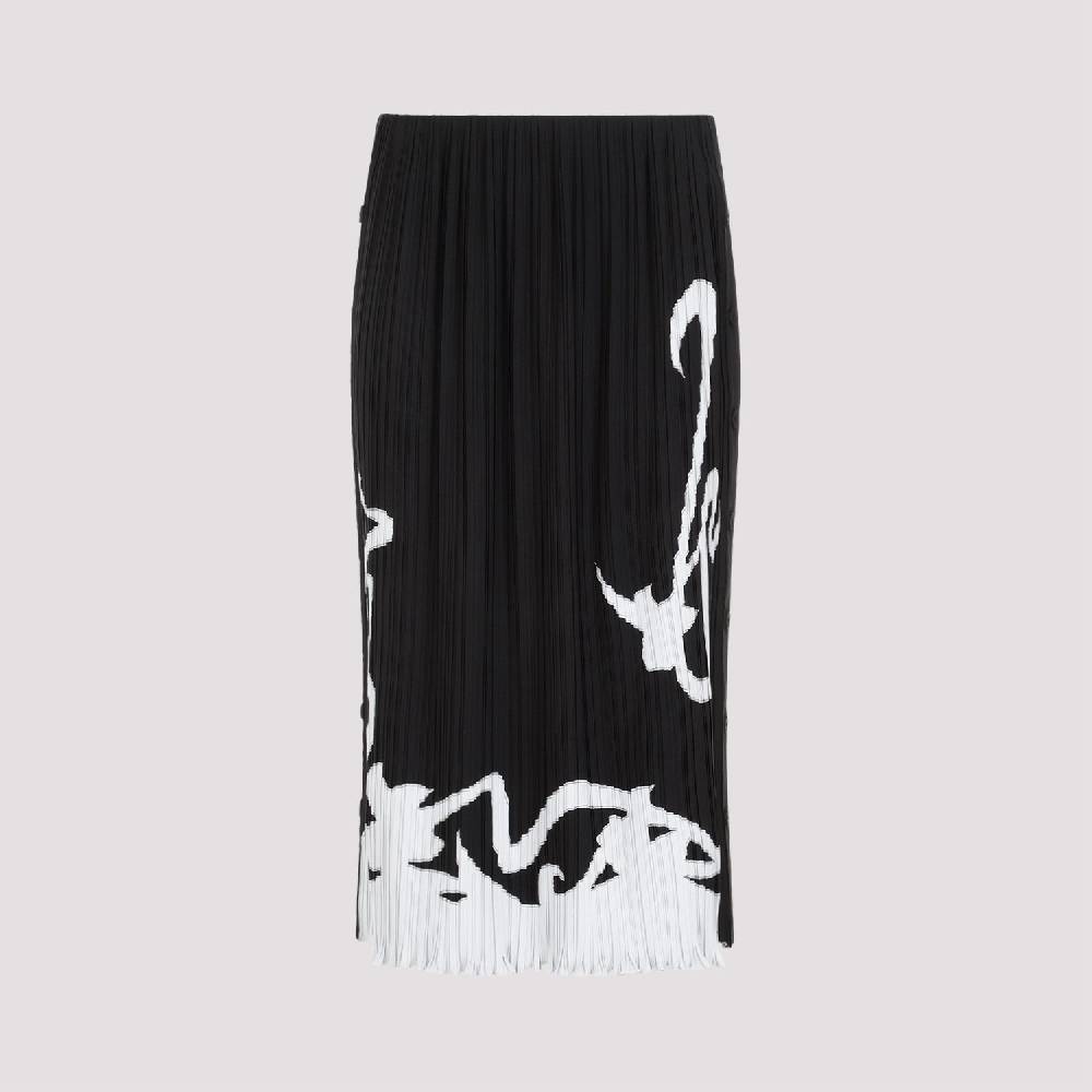 LANVIN  Gonna Midi Piegata Nera LANVIN con Motivo Geometrico 2025