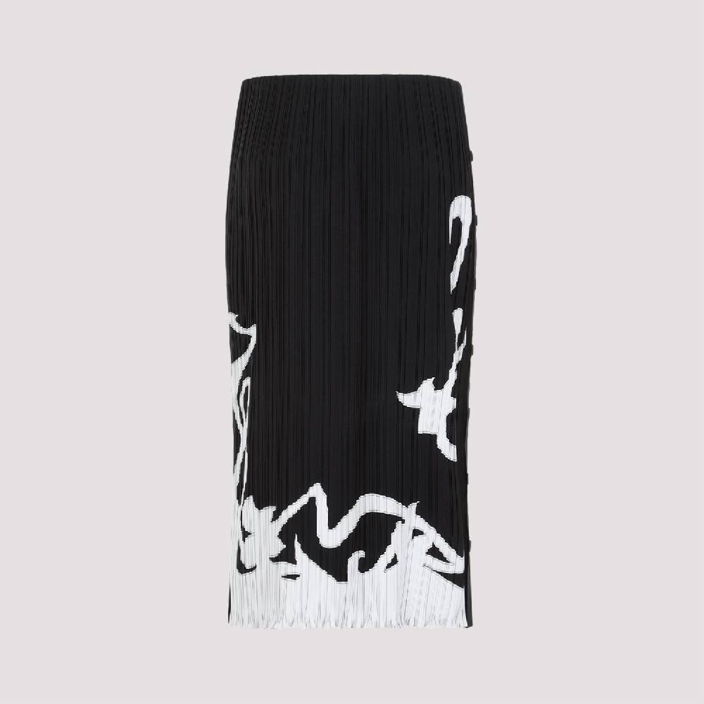 LANVIN  Gonna Midi Piegata Nera LANVIN con Motivo Geometrico 2025