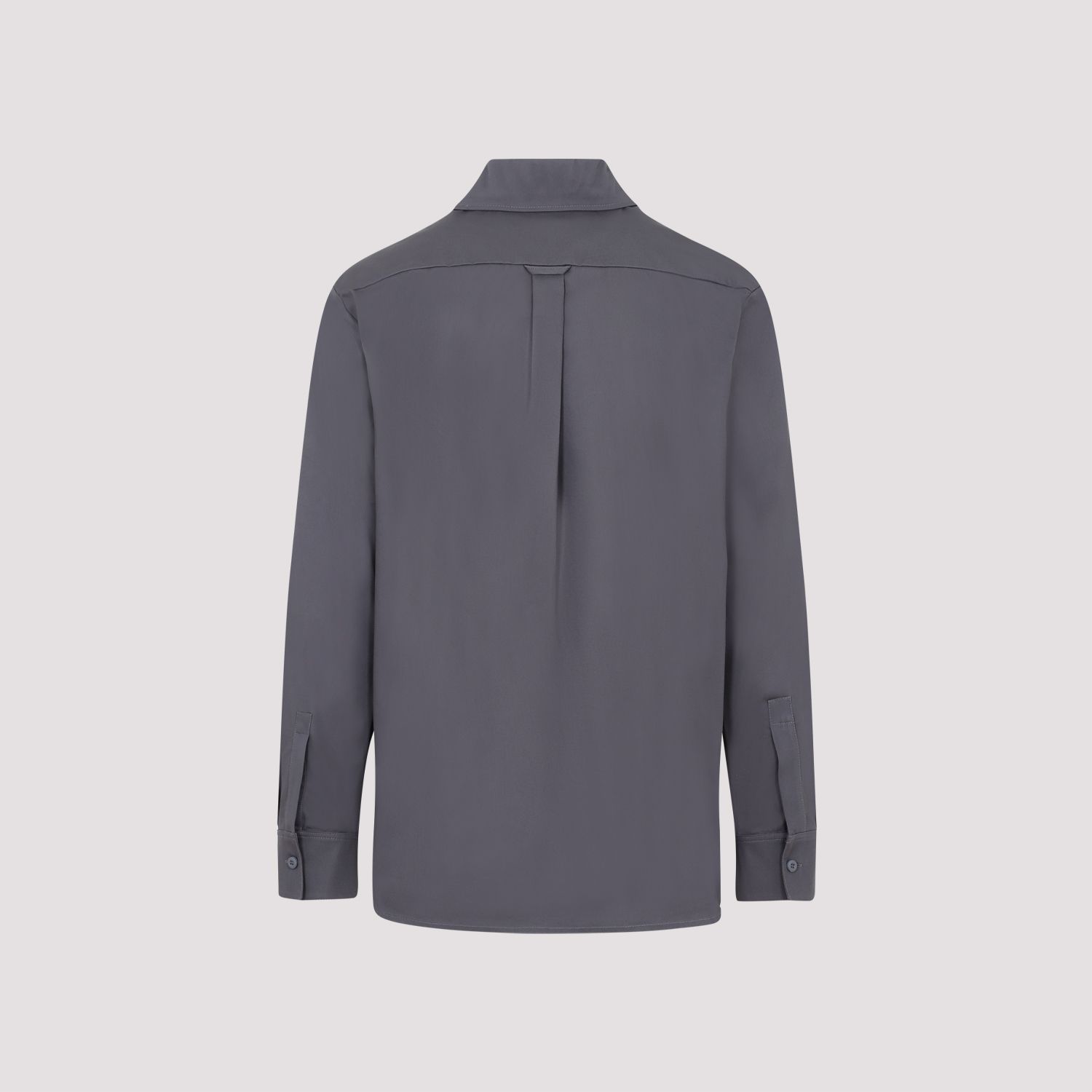 PALM ANGELS  Camicia in Cotone Antracite Palm Angels con Fascia Logo In Linea