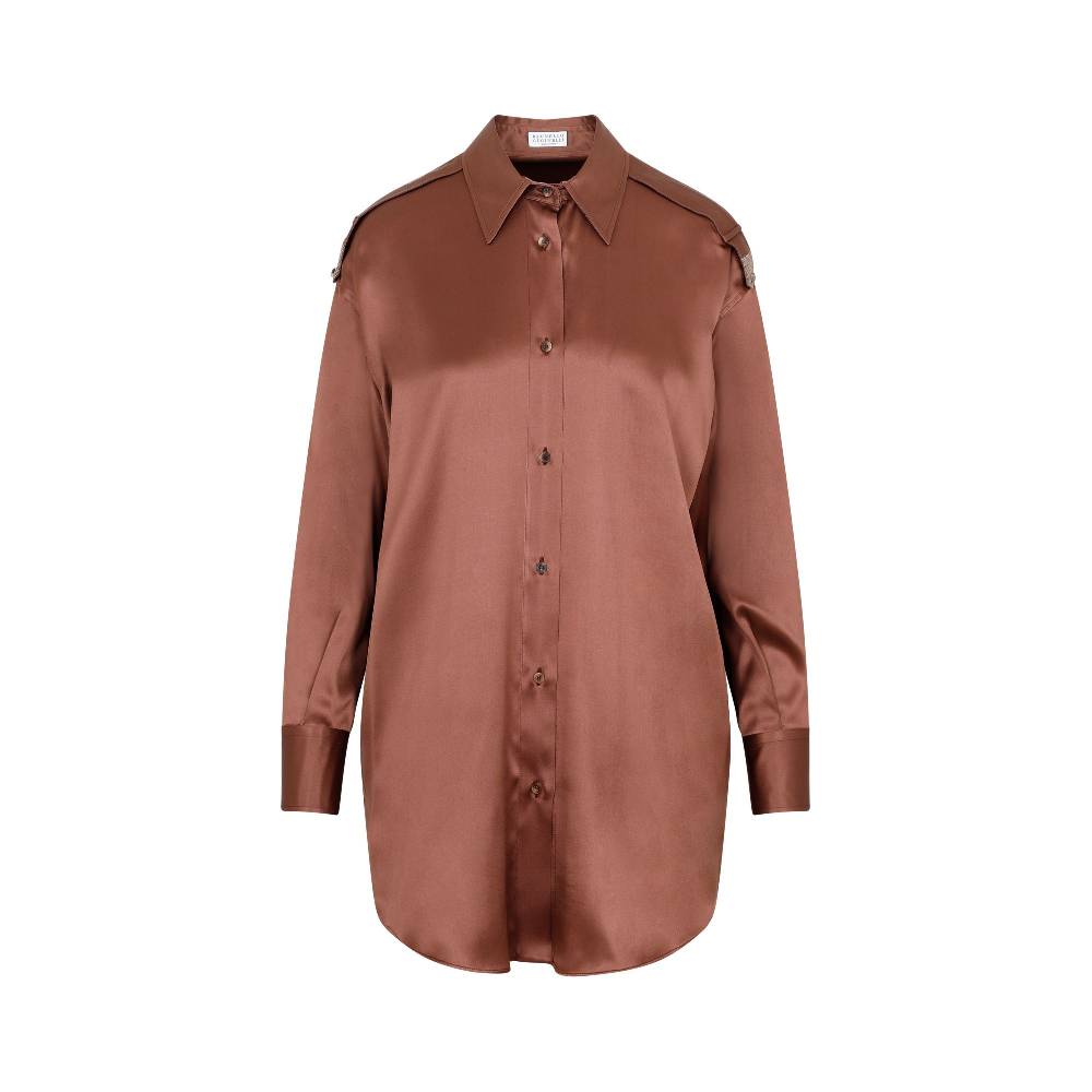 BRUNELLO CUCINELLI Camicia Marrone in Seta Brunello Cucinelli da Donna