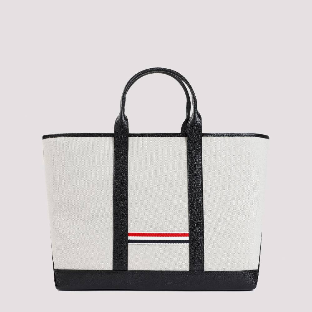 THOM BROWNE  Borsa Shopper Media in Pelle Nera Thom Browne Soddisfazione Garantita