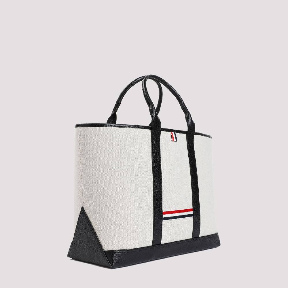 THOM BROWNE  Borsa Shopper Media in Pelle Nera Thom Browne Soddisfazione Garantita