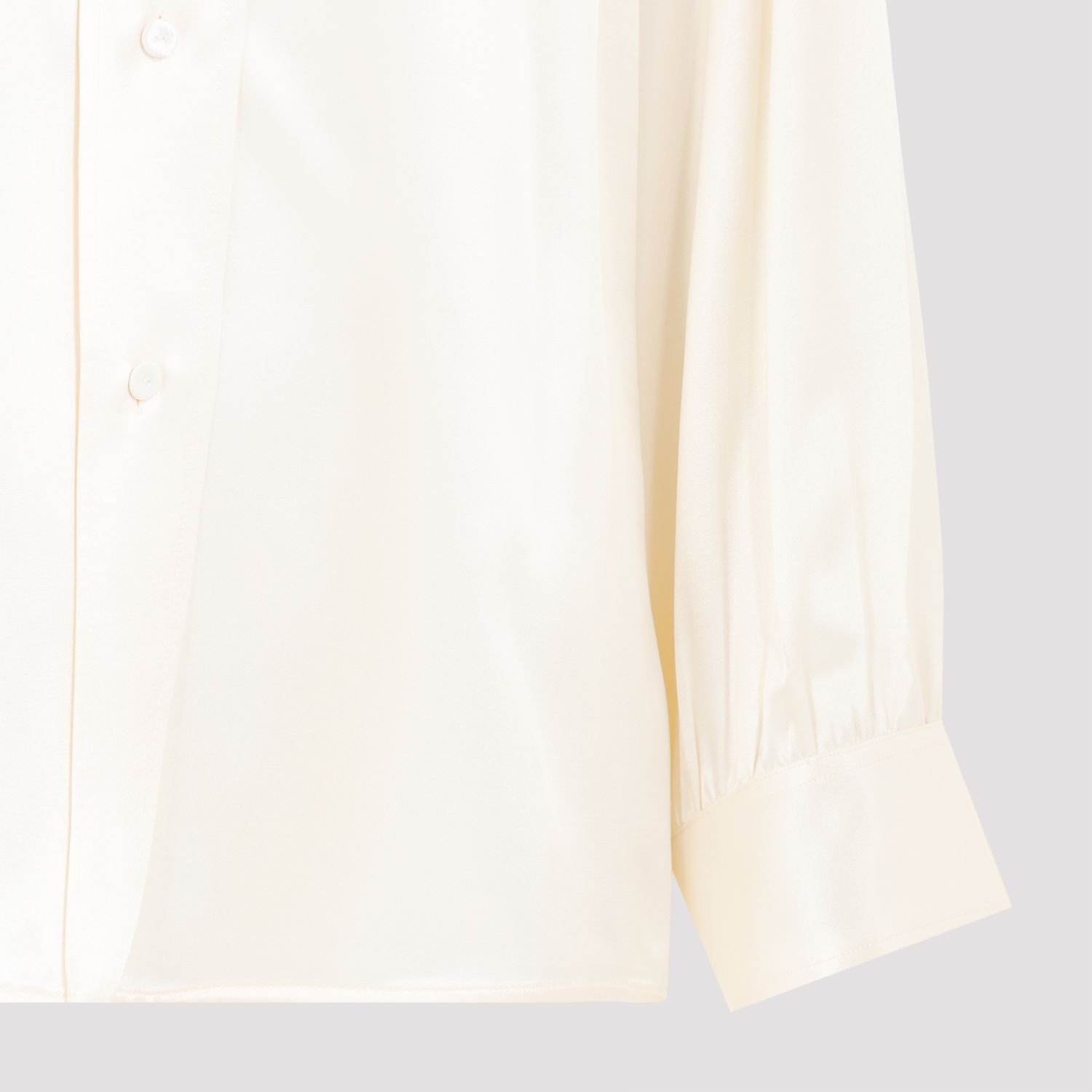 JIL SANDER  Camicia Satinata Beige Jil Sander in Viscosa con Bottoni Argento Qualità Garantita
