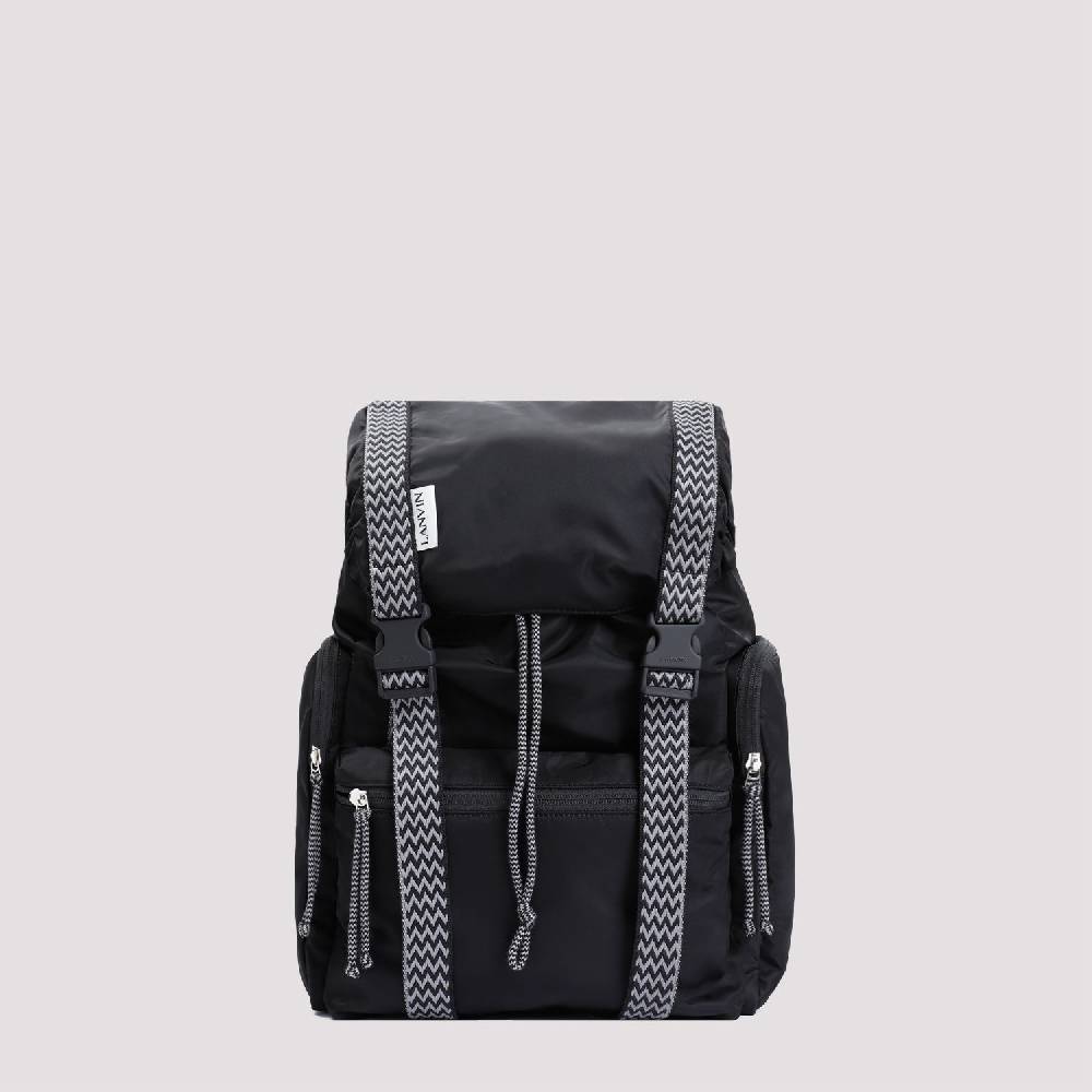 LANVIN  Zaino LANVIN Curb in Nylon Nero con Spallacci Regolabili Consegna Veloce