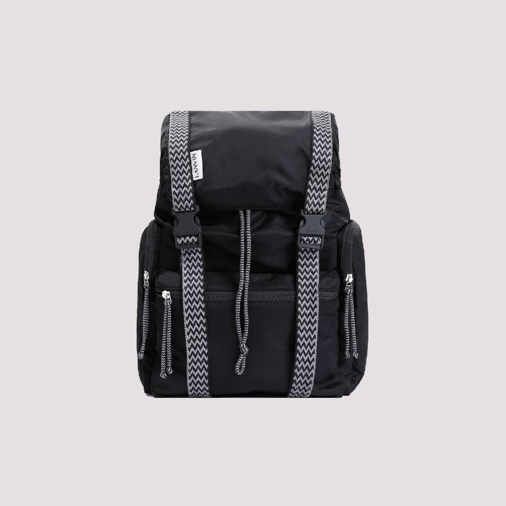 LANVIN  Zaino LANVIN Curb in Nylon Nero con Spallacci Regolabili Consegna Veloce