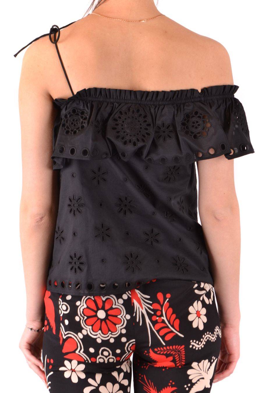 RED VALENTINO  Top Elegante di Cotone Nero RED VALENTINO Italy