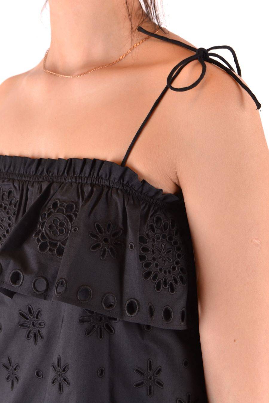 RED VALENTINO  Top Elegante di Cotone Nero RED VALENTINO Italy