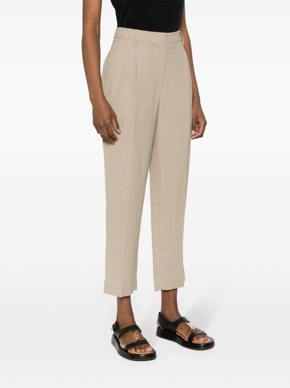 BRUNELLO CUCINELLI  Pantaloni Donna in Misto Lino Beige Brunello Cucinelli Nuovo