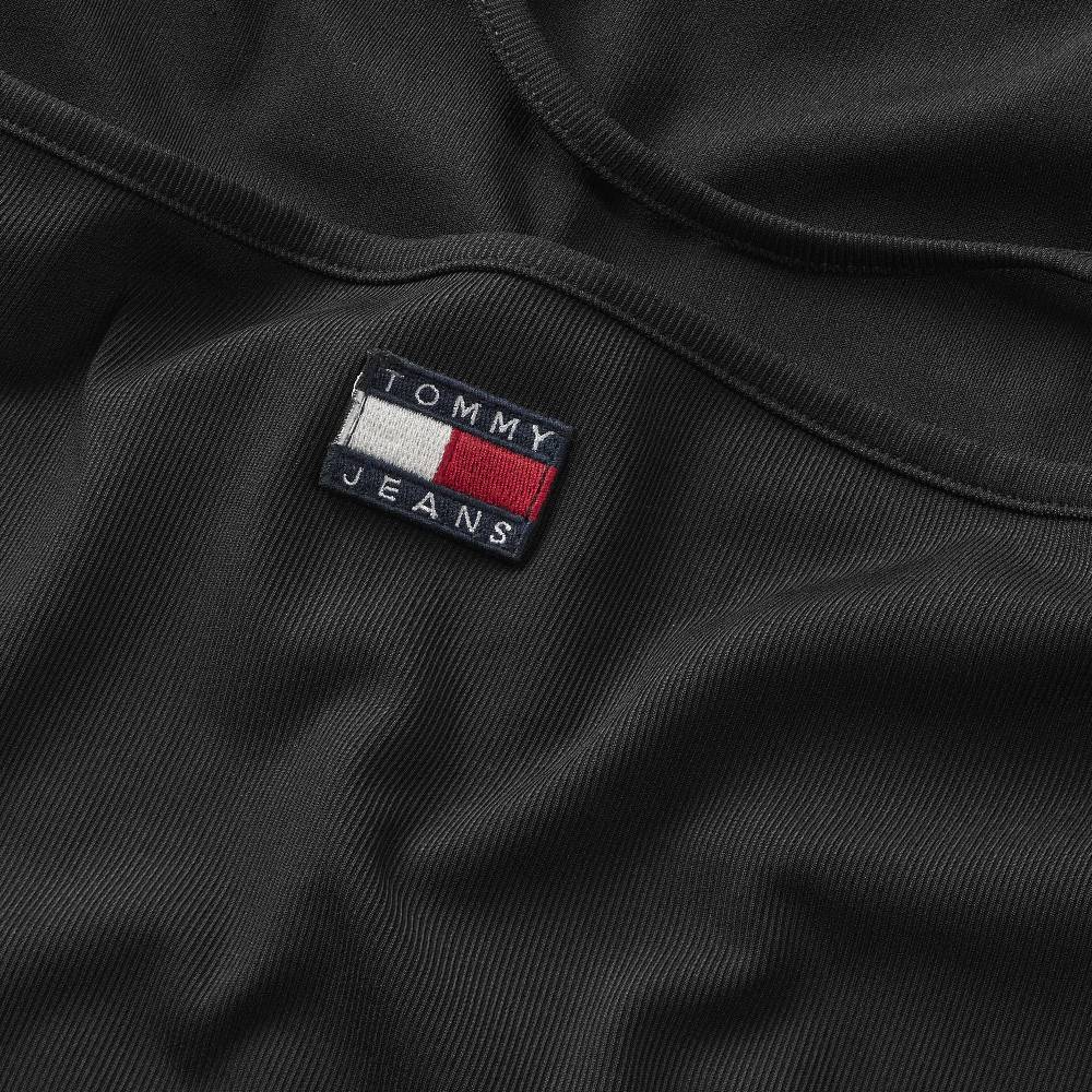 TOMMY JEANS  T-Shirt Nera Tommy Jeans Slim con Scollo a Halter Promozione Limitata