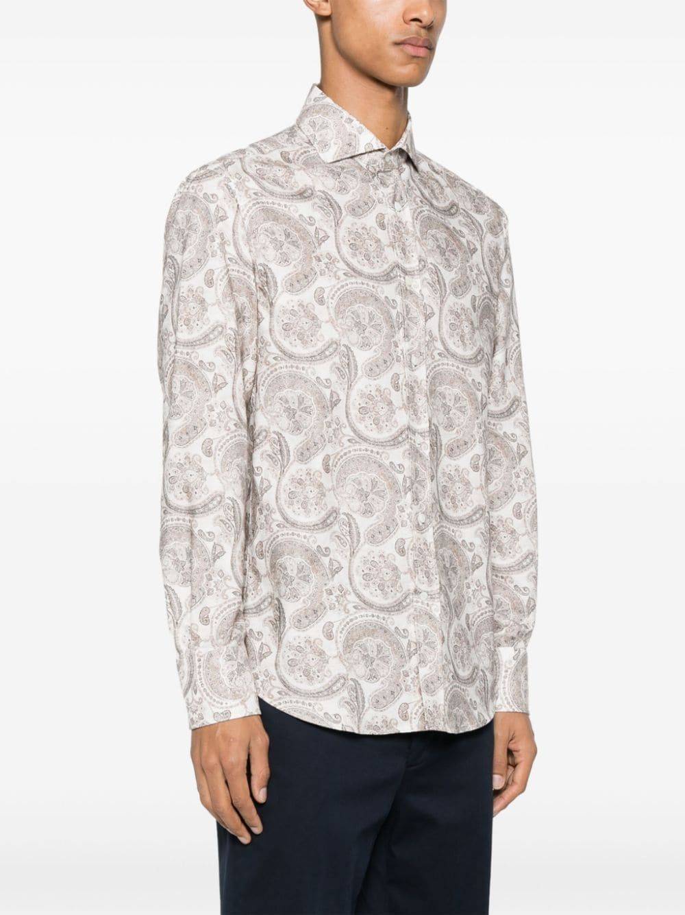 BRUNELLO CUCINELLI  Camicia Uomo Cotone Beige Brunello Cucinelli Novità