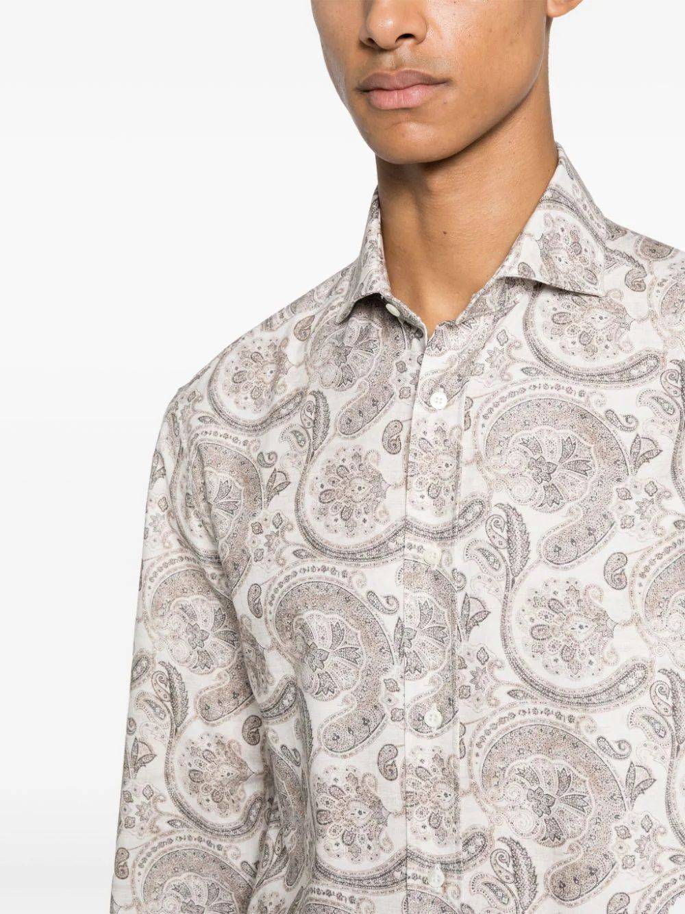BRUNELLO CUCINELLI  Camicia Uomo Cotone Beige Brunello Cucinelli Novità
