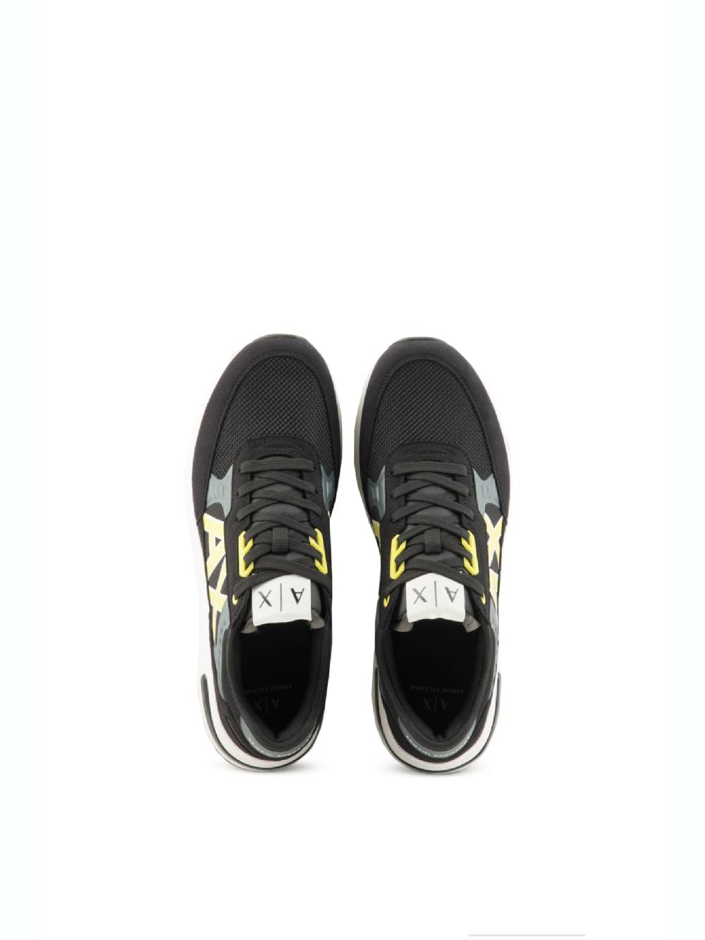 ARMANI EXCHANGE  Sneakers Uomo Armani Exchange Nero con Inserti in Camoscio Saldi Di Fabbrica