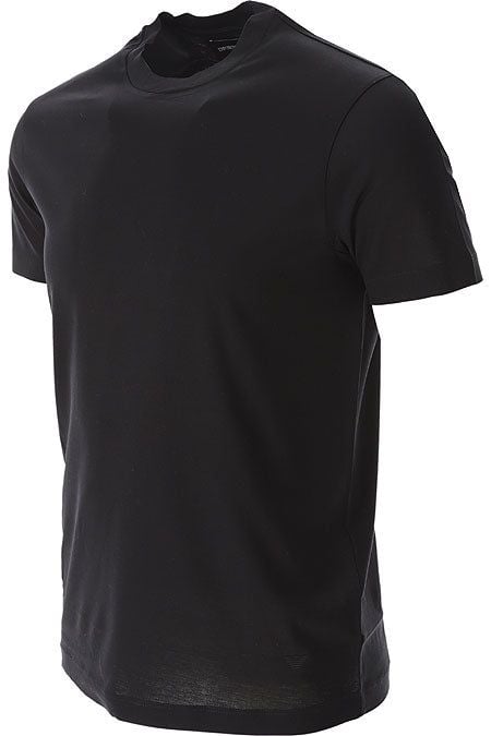 EMPORIO ARMANI  T-Shirt Uomo Emporio Armani in Lyocell e Cotone Nero In Saldo