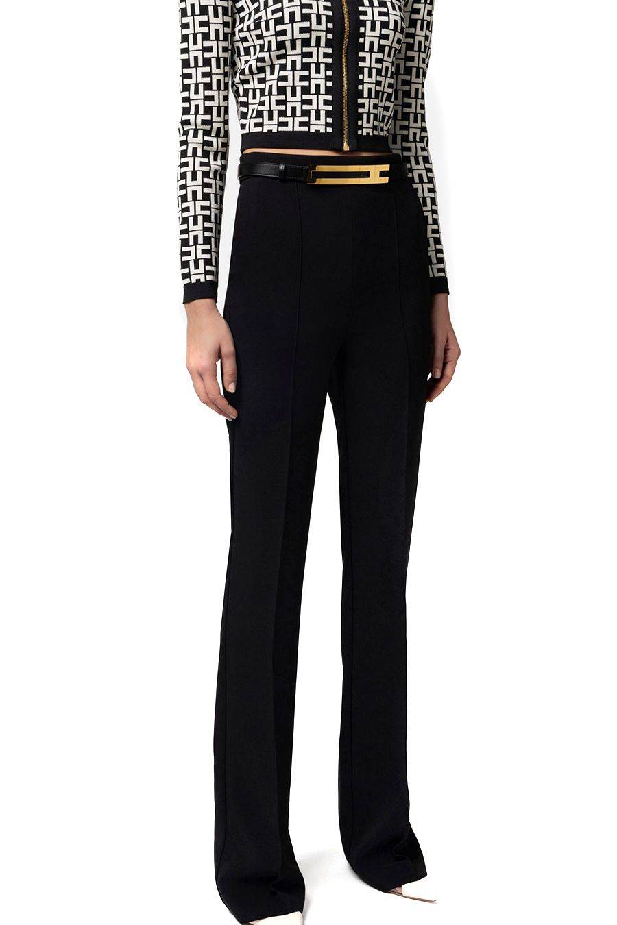 ELISABETTA FRANCHI  Pantaloni Neri Elisabetta Franchi in Tessuto Misto Negozio