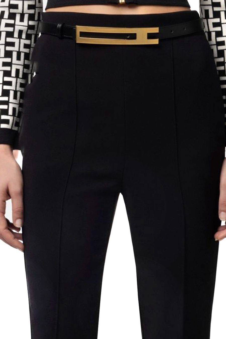 ELISABETTA FRANCHI  Pantaloni Neri Elisabetta Franchi in Tessuto Misto Negozio