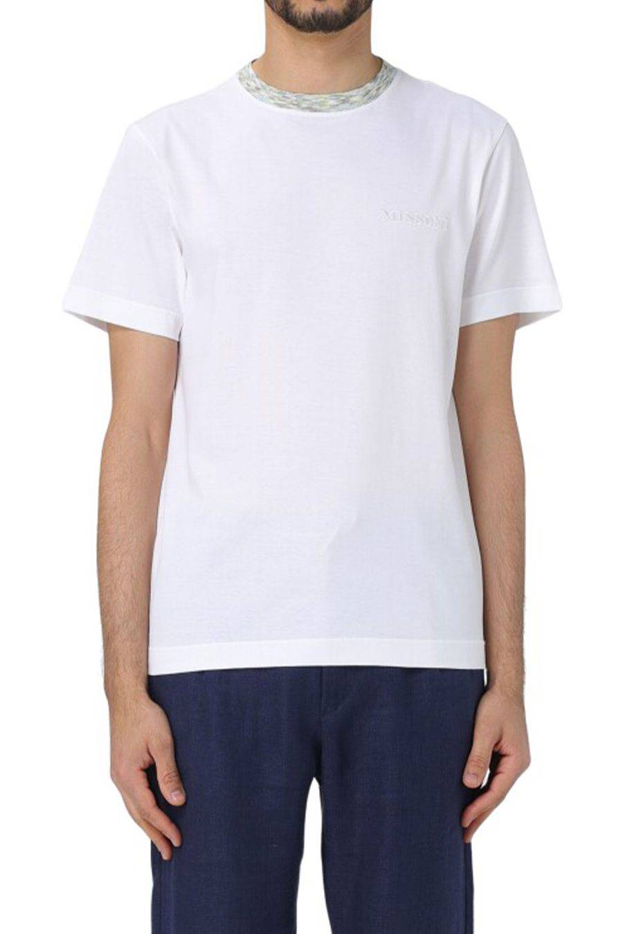 MISSONI  T-Shirt Bianca in Cotone Missoni Uomo UC22SL01-BJ0002-AS01BF In Saldo