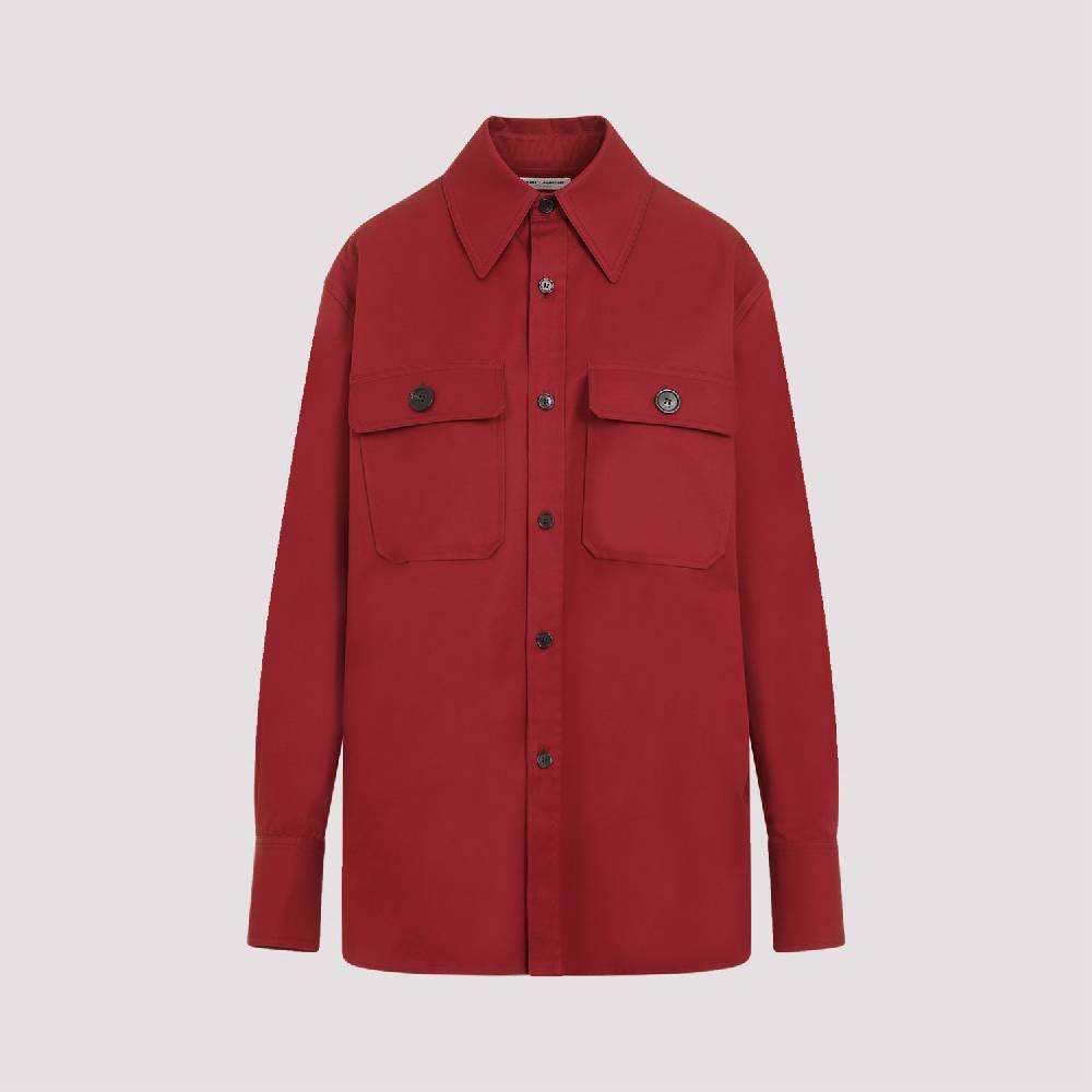 SAINT LAURENT  Camicia Rossa di Cotone Saint Laurent Donna Promozione