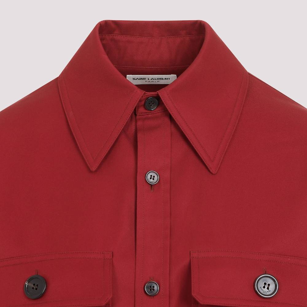SAINT LAURENT  Camicia Rossa di Cotone Saint Laurent Donna Promozione