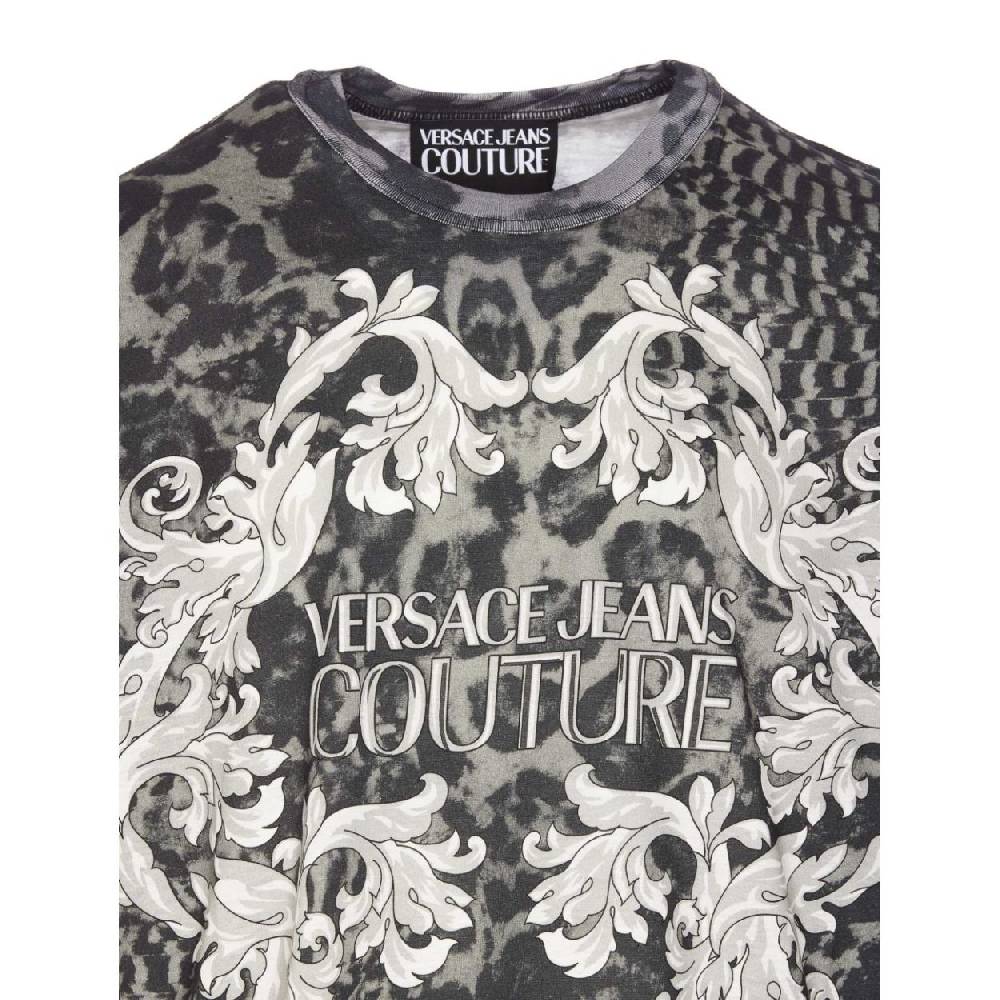 VERSACE JEANS COUTURE  T-Shirt Nera in Cotone Versace Jeans Couture Uomo Consegna Veloce