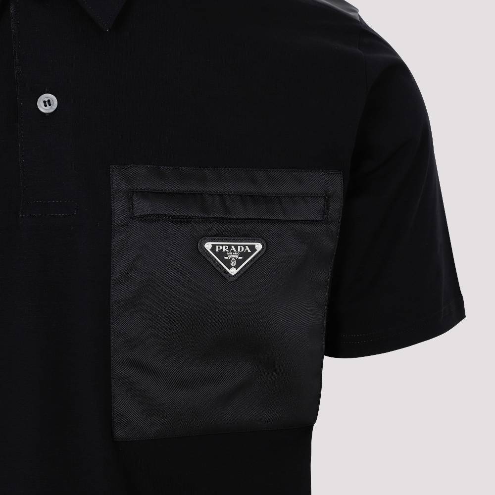PRADA  Polo Prada in Cotone Nero - Colletto Classico & Logo Prezzo Ridotto